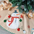 Jupe de sapin de Noël en lin avec motifs de bonhomme de neige et lettrage de fête - 108cm / Bonhomme de Neige