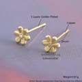Elegant gold plated flower stud earrings with white cubic zirconia and 0.6cm diameter - EM02-9 Flower / Gold Plated Flower (Gold)