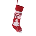 Calza di Natale in maglia rossa e bianca con motivi di fiocchi di neve e pupazzo di neve - Tipo D - Pupazzo di Neve