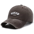 Distressed dark brown baseball cap featuring RENEW embroidered letters in vintage style - Adjustable / Coffee