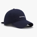 Dark blue cotton baseball cap featuring white letter embroidery and a soft top design - Adjustable / Navy Blue
