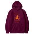 Halloween burgundy hoodie featuring orange wizard and bat print with funny slogan - Burgundy