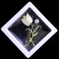 Elegant gold tulip brooch with pearl and rhinestones in white 3D suspension box - Tulip Style (XZ148)