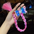 Pink and purple gradient braided wig hair tie with laser bow and unicorn cat charm - 2# Cat