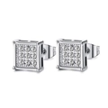 Square titanium steel stud earrings featuring nine clear cubic zirconia stones for women - Style C-Square Cluster Inlay / Steel
