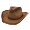 Textura detallada de un sombrero de vaquero de paja marrón con ala ancha clásica - Talla única / Caqui Marrón (Con Cuerda Cortavientos)