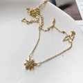 Elegante collana in argento 925 dorato con ciondolo a stella scintillante e zirconi cubici - Collana Stella IB673 (Stella a Otto Punte) / Oro 18K
