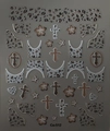 Metallic nail art stickers Co-512 featuring leopard print, crosses and gold patterns - CO-512 Silver Stamping