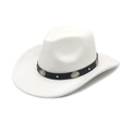 White western cowboy hat with black concho leather band and silver metal studs decoration - M(56-58cm) / White
