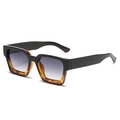 Gafas de sol cuadradas retro con montura de doble capa negra y carey y lentes degradadas - Negro y Carey / Degradado Té