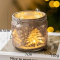 Photophore de Noël en verre dépoli avec LED chaude et silhouette de sapin, diamètre 7cm - M / Marron