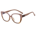 Cat eye glasses frame with coffee and tortoiseshell contrast panels and gold V hinges - Khaki and Tortoise Frame