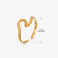 Bague réglable en acier inoxydable doré ondulé avec diamètre intérieur de 1,7 cm - Style Vague Irrégulière (J-1005) / Doré
