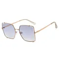 Chic oversized square sunglasses with gold metal frame and gradient purple grey lenses - Off-white/Blue Gradient Grey