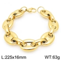 Detailed view of 18k gold plated stainless steel bracelet with dimensions and weight - Gold Color 225*16mm (KB206652-ZCG)