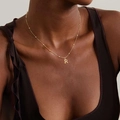 Collier à perles en acier inoxydable doré avec pendentif lettre R de style minimaliste - Lettre A / Doré