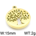 Pendentif arbre de vie en acier inoxydable doré, largeur 15mm et poids 2g, découpé - 15mm / Doré