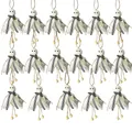Set di 15 fantasmi di Halloween bianchi da appendere con perline in legno e scritte BOO - Singolo Fantasma con Gambe in Nastro