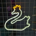 Luce neon LED a cigno con corona bianco caldo e arancione per decorazione murale festiva - Doppio uso batteria e USB / Bianco Caldo + Arancione