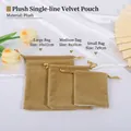 Thick khaki plush velvet drawstring pouches for jewelry storage in three various sizes - Drawstring Style / 7*9cm / Beige