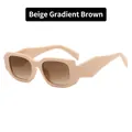 Retro rectangle sunglasses with cream white frames and gradient tea lenses for women - Metal Hinge / Cream White / Tea Gradient