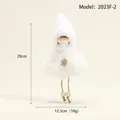 White plush angel doll Christmas tree ornament with golden snowflake sequins, 20cm height - White Plush Girl (2023F-2)