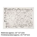White flower silicone mold for resin and chocolate featuring rose and sunflower patterns - Gray