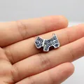 DIY accessory of silver Scottie dog pendant with blue rhinestones for bracelets - 8MM Dog - Sky Blue