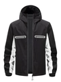 Giacca da uomo con cappuccio e design a contrasto bianco e nero con tasche impermeabili - XS / Nero