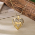 Vergoldete Herz-Halskette mit Zirkonia-Besatz und minimalistischer Kette für Damen - Hohl Vollständig Eingelegter Stil