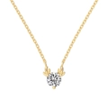 Exquisite golden S925 sterling silver reindeer antler necklace with a sparkling diamond - Reindeer Antler Round Zirconia Necklace / Gold Necklace - Reindeer Style