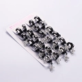 Set of 12 pairs of black stainless steel hoop earrings with crystal cross pendants - Black