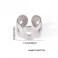 Silver stainless steel open ring featuring a unique woven wave texture design - Adjustable Open / Silver-Wave Texture (TYR0564)
