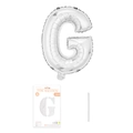 Silberner Folienballon Buchstabe G mit Verpackung und Blasrohr für Geburtstagsfeiern - Buchstabe G / Silber
