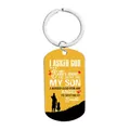 Custom yellow dog tag keychain with father and child silhouette as daughter gift - CW0064 Dad Prayer Message
