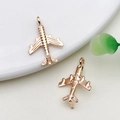 Rose gold airplane pendants for DIY jewelry making in a pair of alloy metal charms - 1 Piece/Pack (14.5x22mm)