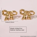 Goldene Edelstahl-Ohrringe mit Schleifen-Knoten und asymmetrischem Hohlmuster - Große Glänzende Schleife Ohrringe-HQ6001