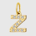 Gold-plated letter Z pendant with micro-paved cubic zirconia for DIY jewelry - Letter Z