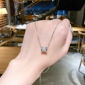 Elegante collana in acciaio al titanio argento con ciondolo a cilindro pieno di diamanti - Stile Ciondolo a Cilindro con Pavé di Diamanti (X031) / Argento