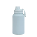 Light blue 650ml matte stainless steel sports bottle with portable handle and leakproof lid - Cyan White - Sport