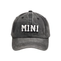 Grey washed cotton baseball cap for kids with white MINI bouclé embroidery on front - Black MINI