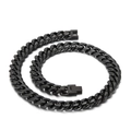 Bracelet gourmette 10mm noir mat avec fermoir pliable pour hommes, bijoux tendance - 12mm 45cm Collier / Noir