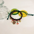 Detail of Christmas pet collar with handmade weaving and holiday enamel charms - One Size (Neck 27+5cm) / Christmas Snow