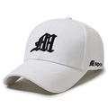 White canvas baseball cap featuring black gothic M embroidery and M sport side logo - Adjustable / White