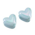 Light blue heart-shaped acrylic beads with rainbow luster for DIY jewelry making - 10Pcs/Pack / Light Blue