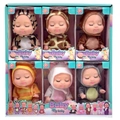 Detailed set of 6 sleeping baby dolls wearing various cute animal-themed plush costumes - Style A Display Box (Set of 6)