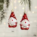 Christmas gnome glass ornament in red and white with sparkling glitter, 8.5cm height - Santa Claus Style F (Set of 2)