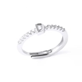 Silver letter D adjustable ring with sparkling crystal pave setting for women - Letter D