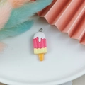 Multicolor resin popsicle pendant with silver ring for DIY earring and jewelry making - 6-Pink White Yellow Splicing