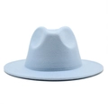 Detailed view of sky blue felt jazz fedora featuring classic crown and tonal stitching - M (56-58cm) / Sky Blue